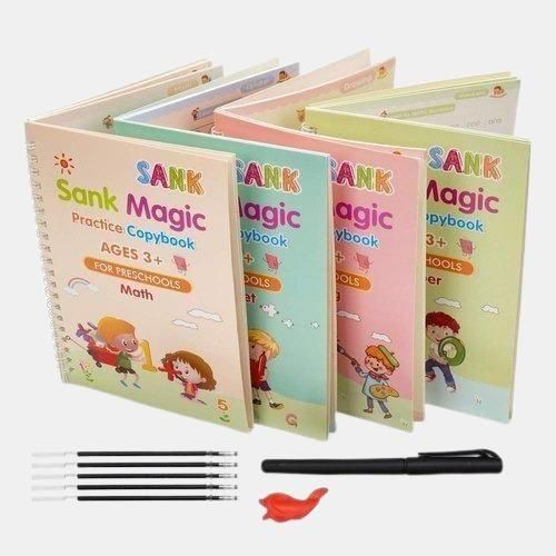 Sank Magic Practice Copybook (4 Books, 1 Pen, 1 Grip, 10 Refills)