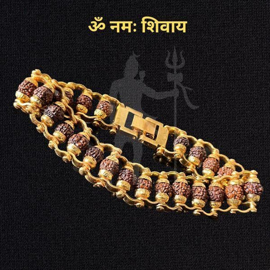 Genuine Paanch Mukhi Modern Rudraksha Bracelet With Gold Plating