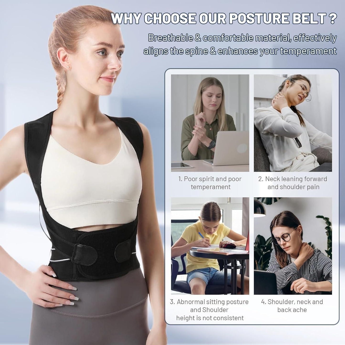 Adjustable Back Posture Corrector / Slouching Relieve Pain Belt Women Men